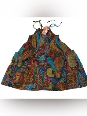 Raj Brown Paisley Tie Strap Dress 2T Boho Cotton NWT